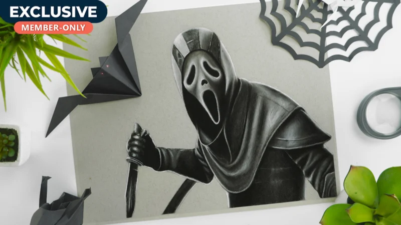 Drawing Halloween Ghost using charcoal