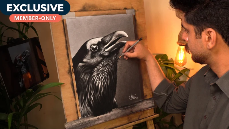 Realistic Raven Drawing using Charcoal Pencils!