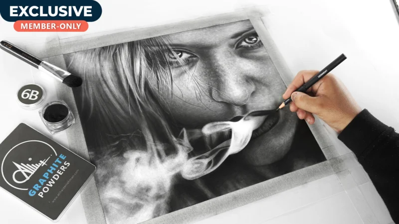 Smoker Girl Portrait Drawing