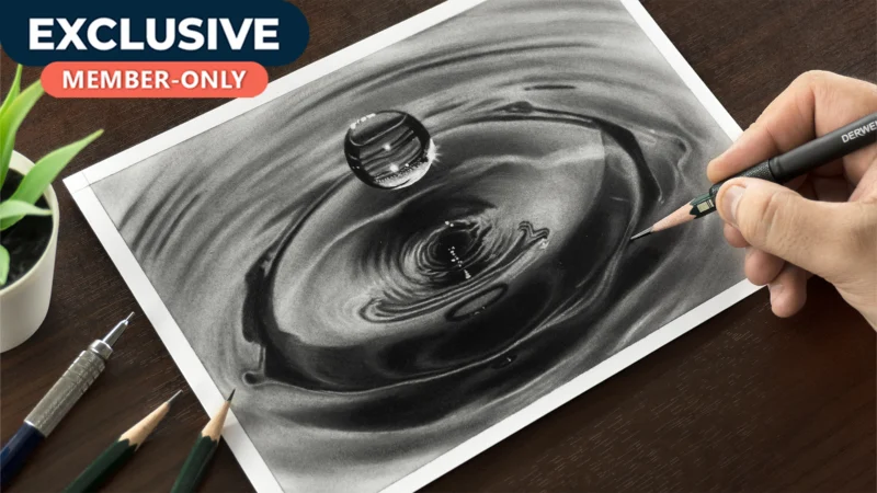 Drawing Realistic Water Droplet and Waves using Graphite Pencils!