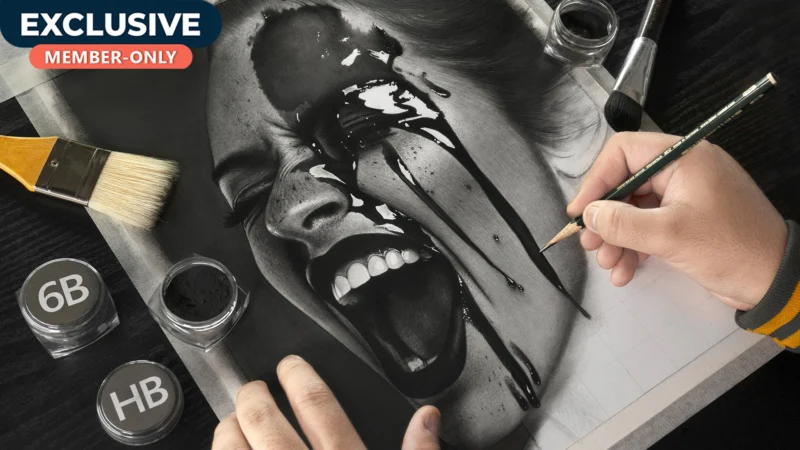 Drawing Hyper Realistic WET Face Portrait!