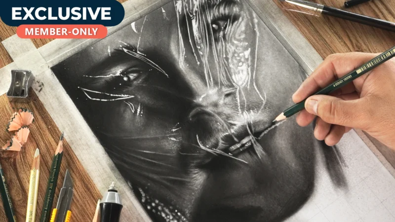 Hyperrealistic Portrait in Shiny Plastic Bag
