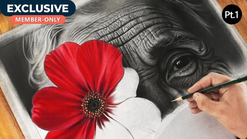 Elderly Portrait with Cosmos Flower – Ethnic Bloom Series