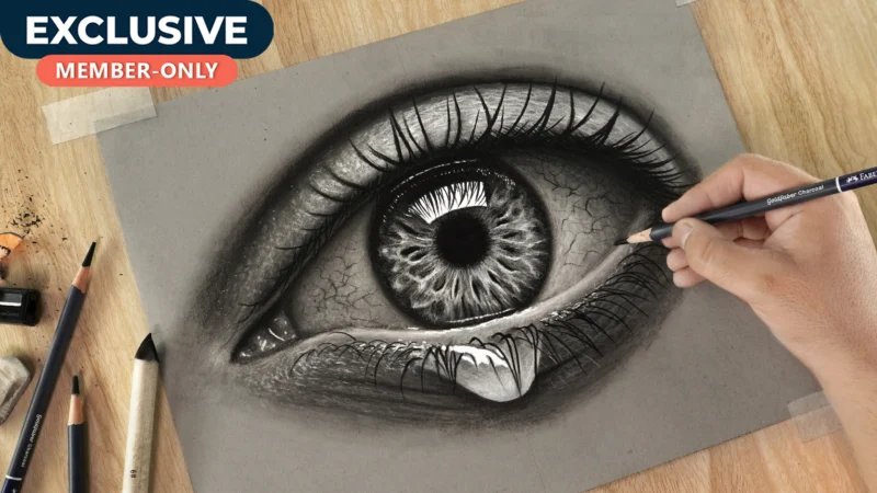Realistic Eye Drawing Using Charcoal!