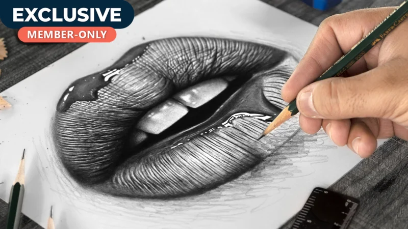 Realistic LIPS Drawing Using Graphite Pencils!
