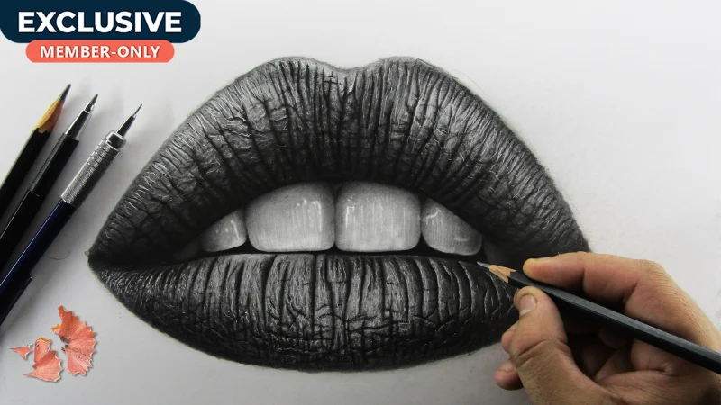 Draw Hyper Realistic Lips with graphite pencils