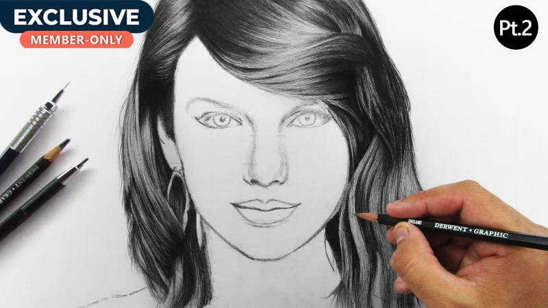 Realistic Taylor Swift Portrait Drawing – Step by step